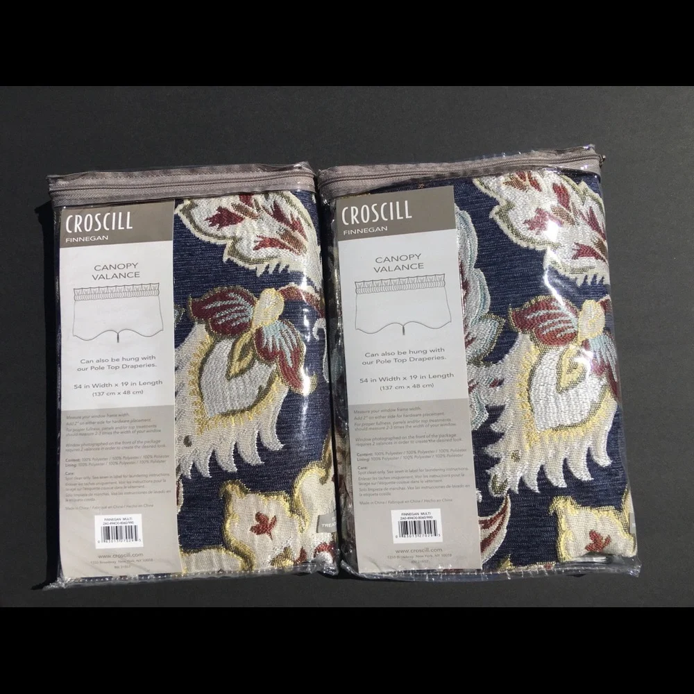 Croscill Valances Finnegan Canopy Pair 54” x 19” Floral  New